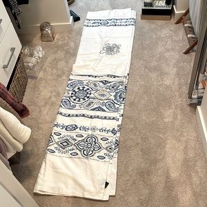 4 for $20- Greek looking shower curtain and clear hooks